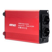Przetwornica samochodowa prądu 12V 230V 1000W AMIO-03283 