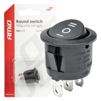 Włącznik przełącznik czarny okrągły 12V 230V BU03 AMIO-03614 