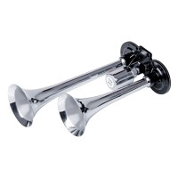 Klakson sygnał dźwiękowy fanfara podwójna chrom 12V 24V AMIO-03617 