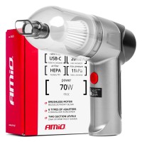 Odkurzacz samochodowy bezprzewodowy bezszczotkowy HEPA 70W 4000mAh AMIO-03693 