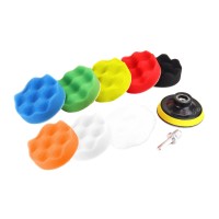 Zestaw gąbek do polerowania gąbki polerskie 8 el.+ dysk 80 mm + adapter M14 AMIO-03699 