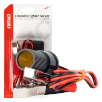 Adapter gniazda zapalniczki z wyjściem na krokodylki 12V 24V 100cm AMIO-03804 