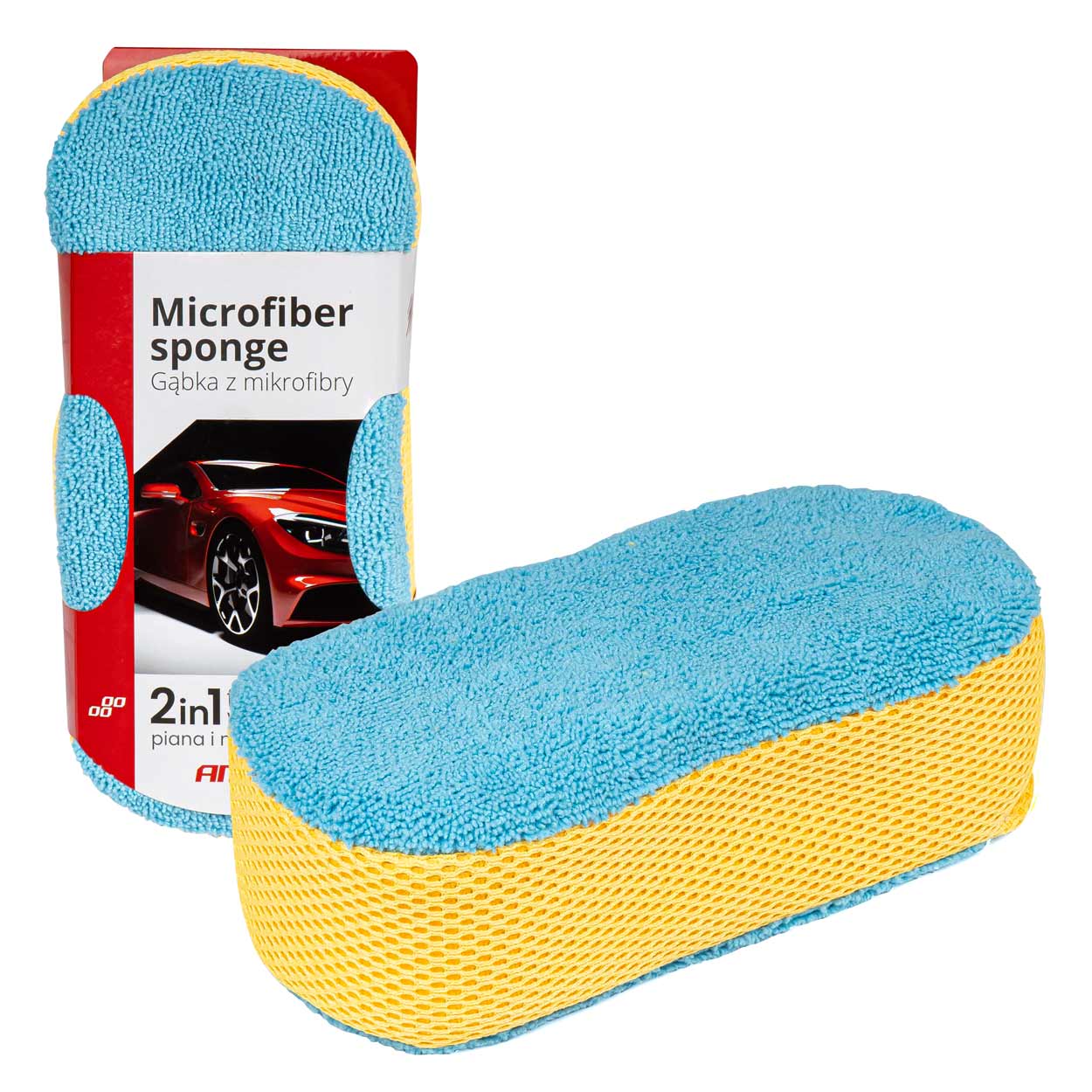 Gąbka do mycia auta samochodu z mikrofibry AMIO-03840 