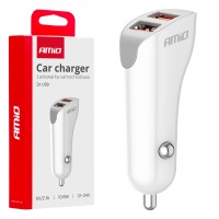 Ładowarka samochodowa 2x USB-A 2.1A AMIO-03874 