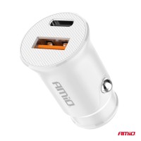 logo Ładowarka samochodowa USB-A + USB-C 20W AMIO-03877
