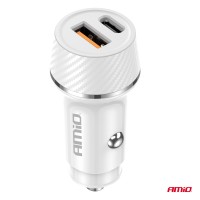 logo Ładowarka samochodowa USB-A + USB-C 20W AMIO-03878
