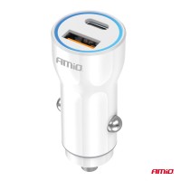 logo Ładowarka samochodowa USB-A+ USB-C 20W AMIO-03881