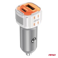 logo Ładowarka samochodowa USB-A+ USB-C 20W AMIO-03882