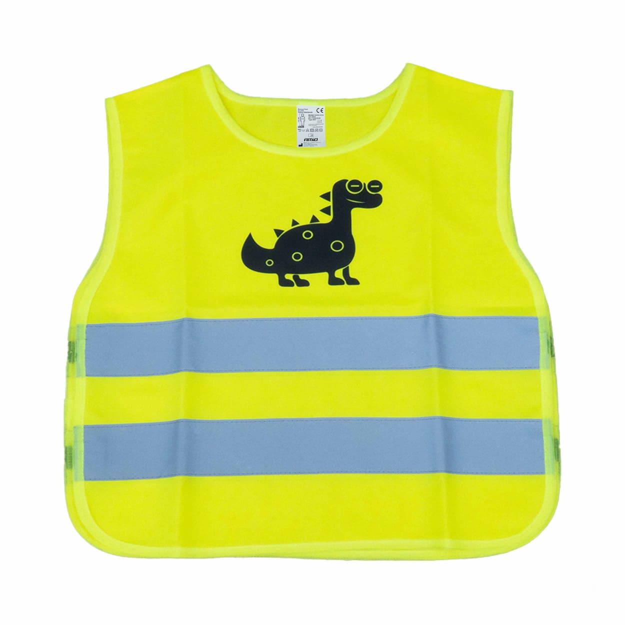 Kamizelka ostrzegawcza odblaskowa dziecięca żółta dinozaur AMIO-03936 