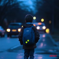 logo Naklejki fluorescencyjne odblaskowe ostrzegawcze dla dzieci stopki AMIO-03940
