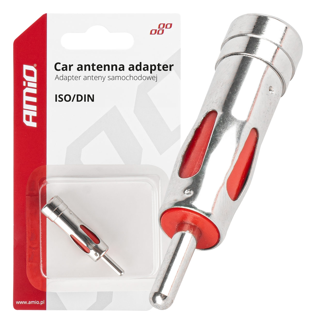 Adapter antenowy redukcja wtyk ISO DIN prosty AMIO-03965 