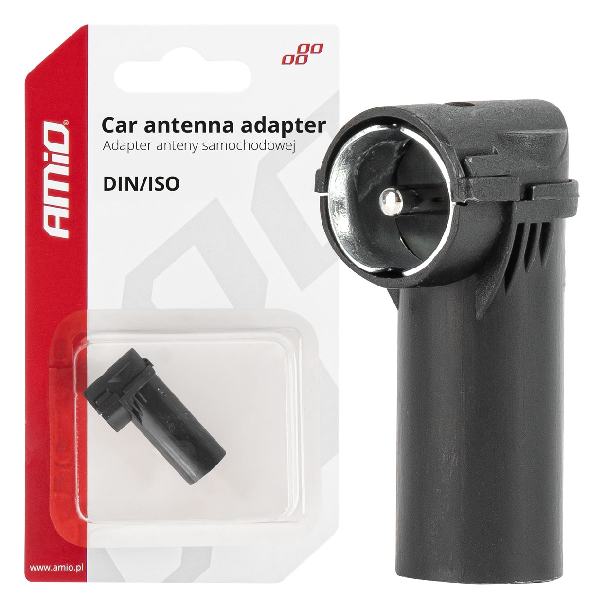 Adapter antenowy redukcja wtyk DIN ISO kątowy AMIO-03968 
