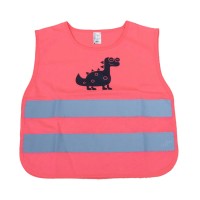 Kamizelka ostrzegawcza odblaskowa dziecięca różowa dinozaur AMIO-03989 