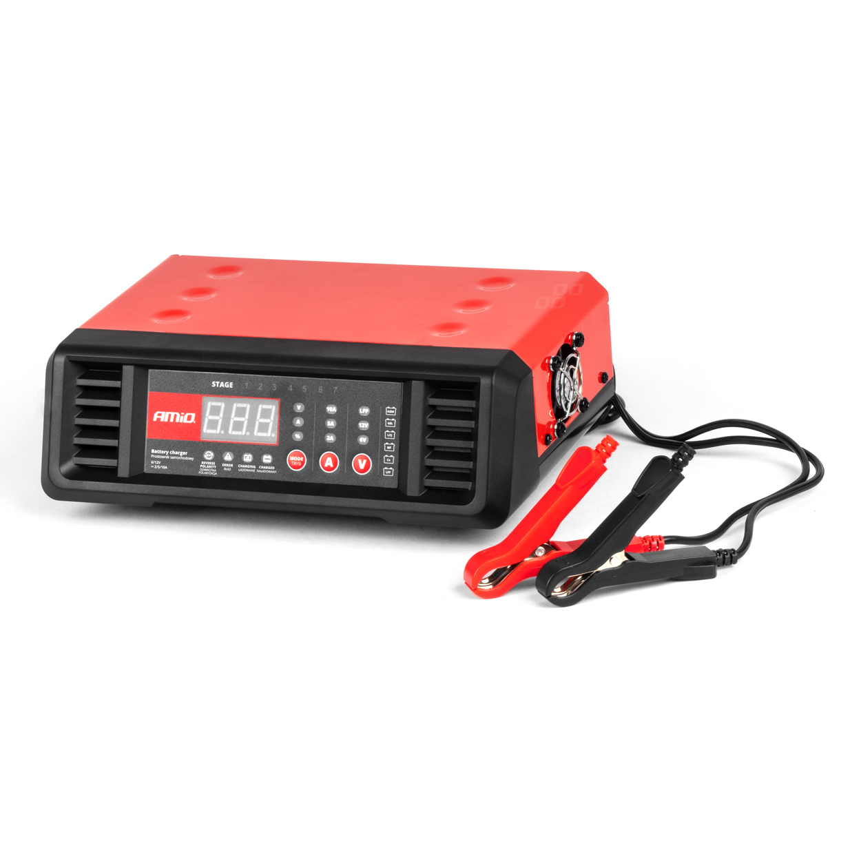 Prostownik cyfrowy stacjonarny 10A 6V 12V AMIO-04056 