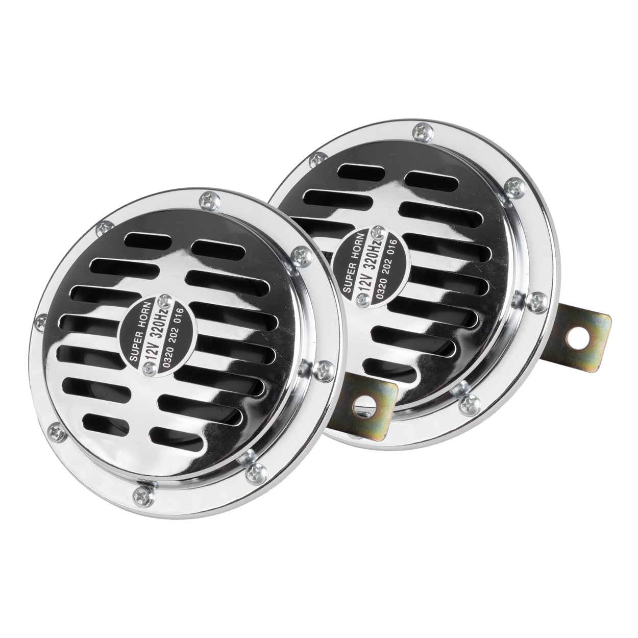 Klakson sygnał dźwiękowy chrom 125 mm 12V AMIO-04074 
