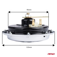 logo Klakson sygnał dźwiękowy chrom 125 mm 12V AMIO-04074