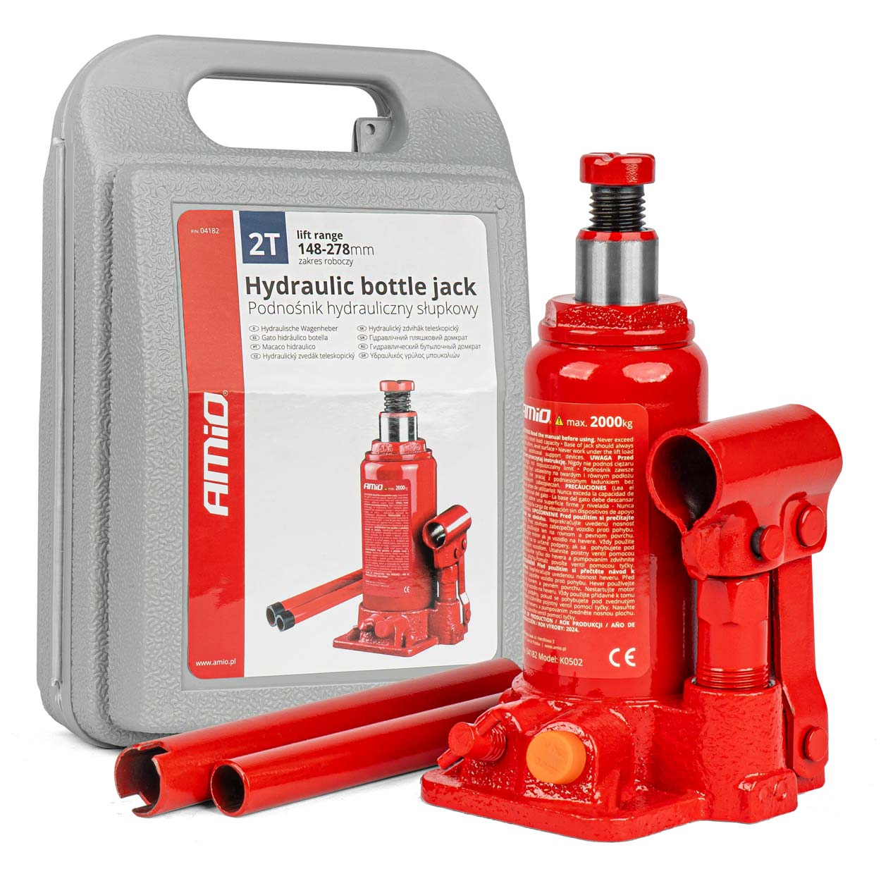 Podnośnik hydrauliczny słupkowy 2T 2000 kg PVC box AMIO-04182 