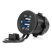 Ładowarka samochodowa z gniazdami USB wodoodporna 3.1A 2xUSB 12V 24V AMIO-04216 