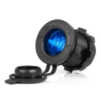 Gniazdo zasilania dodatkowe do zabudowy z niebieskim podświetleniem 12V 24V AMIO-04220 