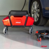 logo Krzesło warsztatowe na kółkach ze schowkiem na narzędzia 150kg AMIO-04268
