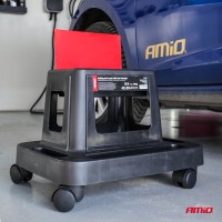 logo Krzesło warsztatowe na kółkach ze schowkiem na narzędzia 150 kg AMIO-04269
