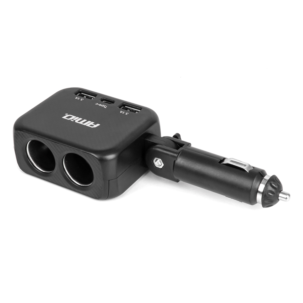 Rozdzielacz gniazda zapalniczki z ładowarką 2x USB-A 1x USB-C 12V 24V 100W 180° AMIO-04357 