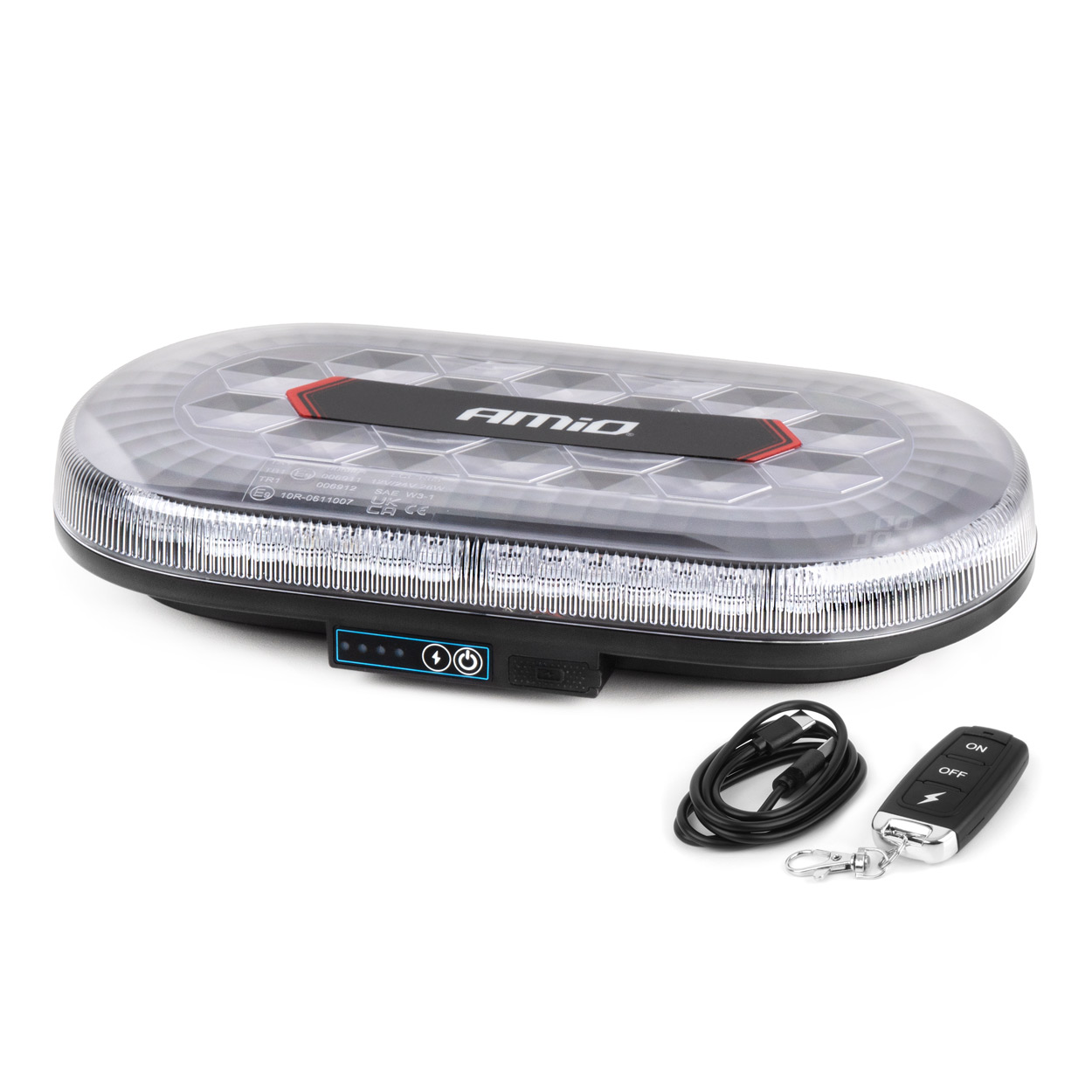 Belka ostrzegawcza bezprzewodowa LED z pilotem R65 R10 326x186x63 26W 12V 24V AMIO-04369 