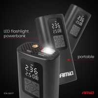 logo Kompresor samochodowy bezprzewodowy akumulatorowy powerbank LED USB-C 40W AMIO-04377