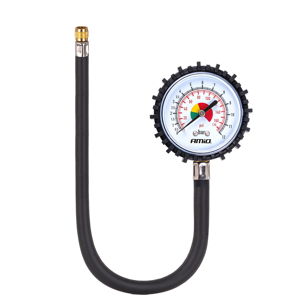 Ciśnieniomierz analogowy manometr z wężem 30cm 12 bar AMIO-04468 