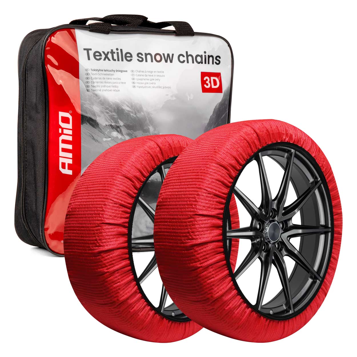 Łańcuchy śniegowe tekstylne 3D 2szt. rozmiar XS EN16662-1 Önorm V5121 AMIO-04506 