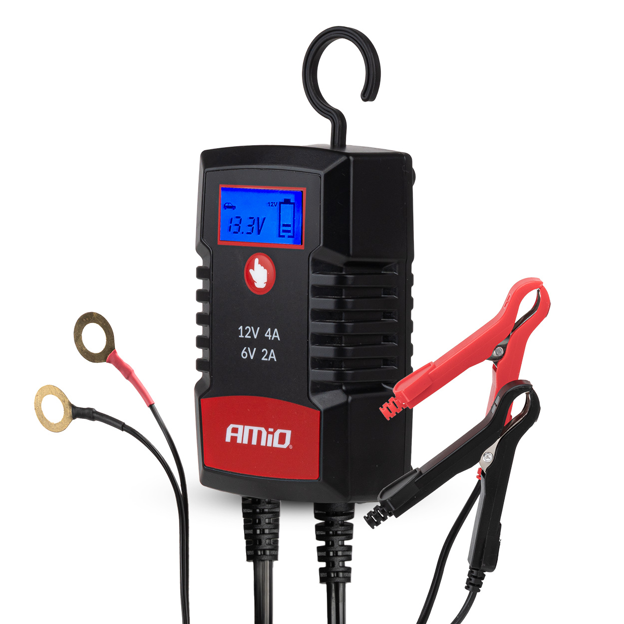 Prostownik cyfrowy AGM GEL STD LFP MAX 4A 6V 12V PRO HOOK AMIO-04531 