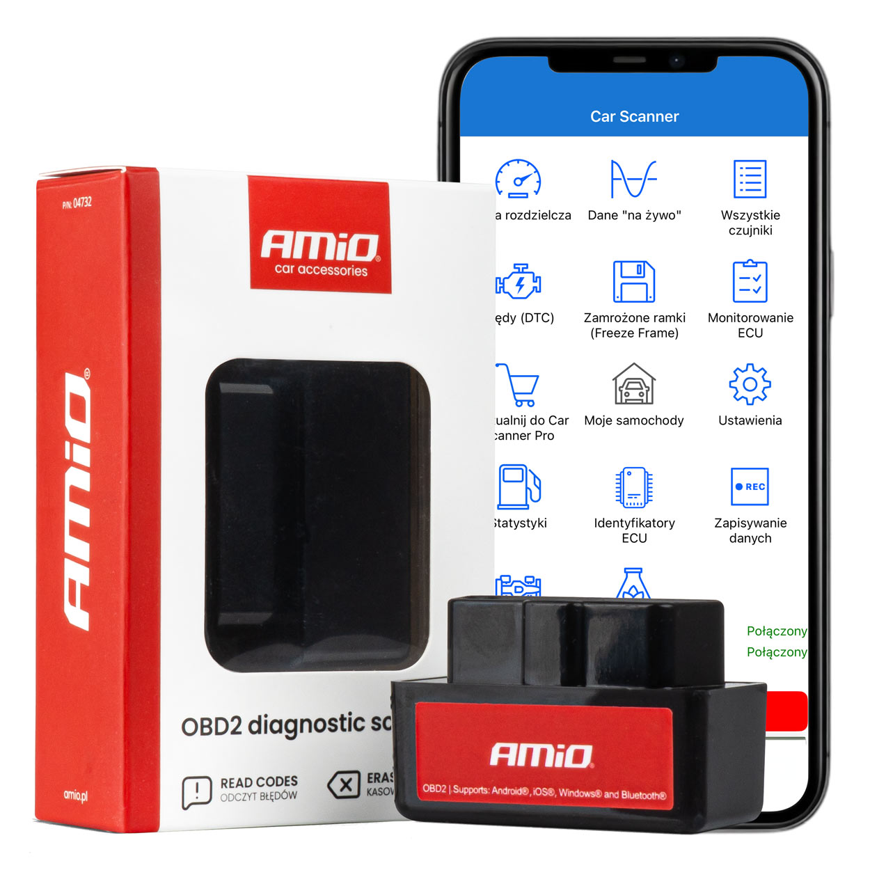 Skaner tester interfejs diagnostyczny AMiO OBD2 BT mini AMIO-04732 