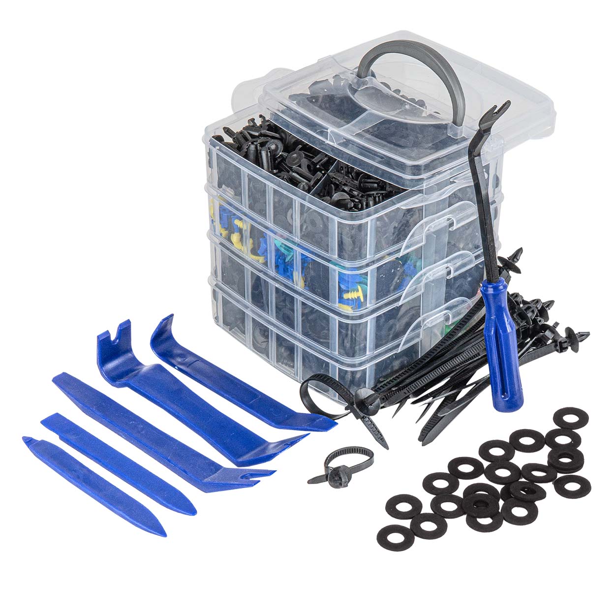 Zestaw spinek i kołków samochodowych i ściągaczy 1211szt. AMIO-04746 