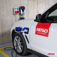 logo Ścienna ładowarka samochodu elektrycznego EV wallbox trójfazowa 11kW 16A 400V AMIO-04842