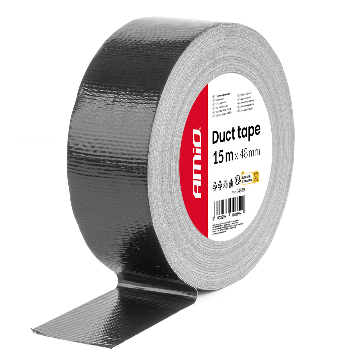 Taśma techniczna czarna 48mm x 15m x 0,19mm AMIO-04849 