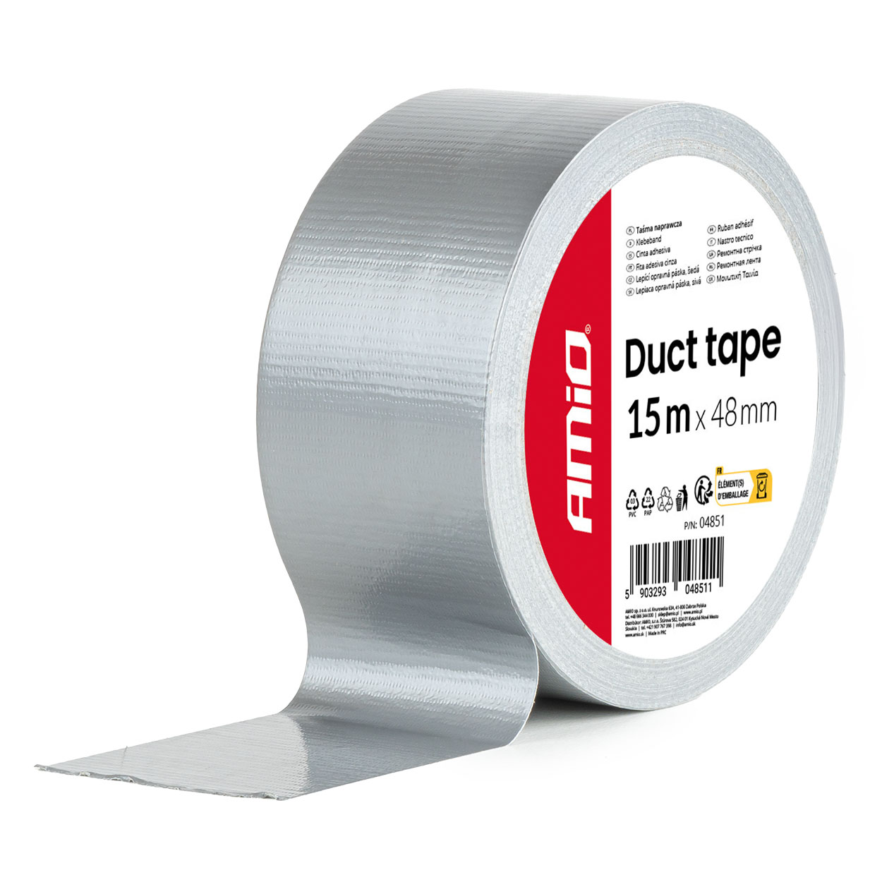 Taśma techniczna szara 48mm x 15m x 0,19mm AMIO-04851 