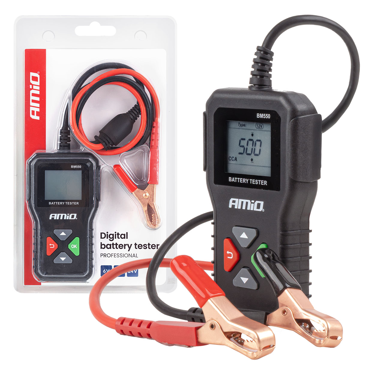 Cyfrowy tester akumulatora 2–220 Ah 6V 12V 24V AMIO-04920 