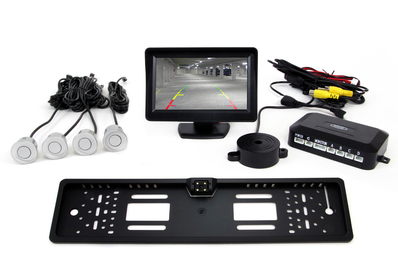 Zestaw czujników TFT01 4,3 z kamerą CAM-402 LED 4 sensory srebrne 