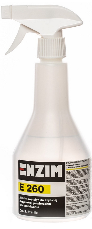 ENZIM E260 QUICK STERILE 0,5L Alkoholowy płyn do szybkiej dezynfekcji powierzchni bez spłukiwania 
