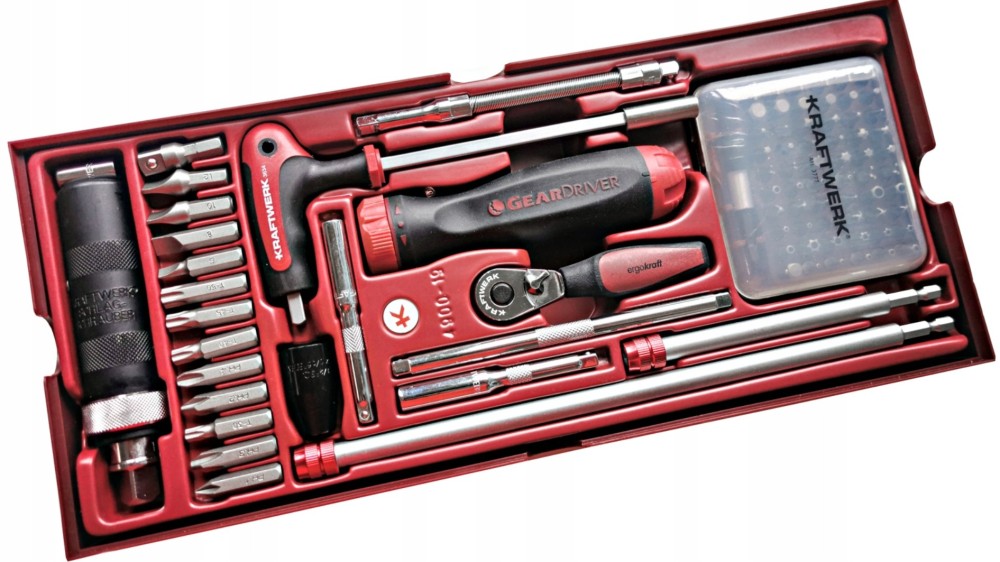 ZESTAW NARZĘDZI WARSZTATOWYCH BITY WKRĘTAK GRZECHOTKA 85 EL. 4900-19B WORKSHOP TOOL SET SCREWDRIVER BITS RATCHET 85 PCS. 4900-19B