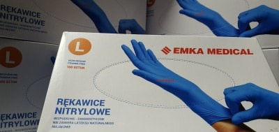 RĘKAWICZKI NITRYLOWE NIEBIESKIE MK MEDICAL Mocne Ochronne Diagnostyczne Rękawiczki Bezpudrowe