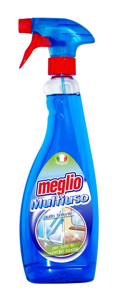 MEGLIO SGRASSATORE MULTIUSO SPRAY Znakomicie Zmywa, odtłuszcza i zabezbiecza  powierzchnie szklane, okna