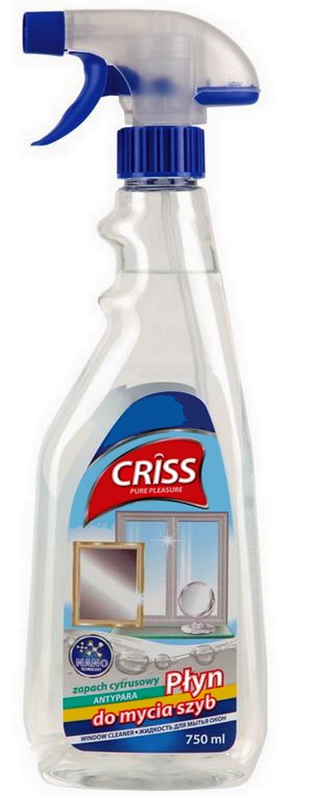 CRISS ORGANIKA PŁYN  DO MYCIA SZYB NANO TECHNOLOGIA ANTYPARA Okna, Szyby, Lustra, powierzchnie szklane - Zapach Cytrusowy