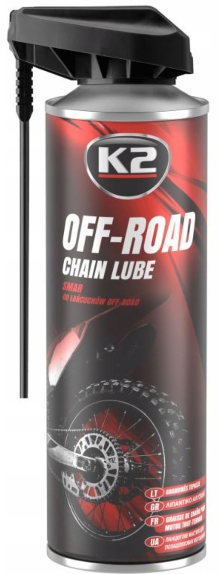 SMAR DO ŁAŃCUCHÓW K2 OFF-ROAD (W140) – 500ml  Napędu Enduro i Motocross K2 OFF-ROAD CHAIN LUBRICANT (W140) – 500ml  Enduro and Motocross Drive