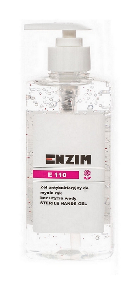 ENZIM E110 STERILE HANDS GEL 0,5 L Żel antybakteryjny, antywirusowy i przeciwgrzybiczny do mycia i dezynfekcji rak bez użycia wody 