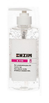 ENZIM E110 STERILE HANDS GEL 0,5 L Żel antybakteryjny, antywirusowy i przeciwgrzybiczny do mycia i dezynfekcji rak bez użycia wody 