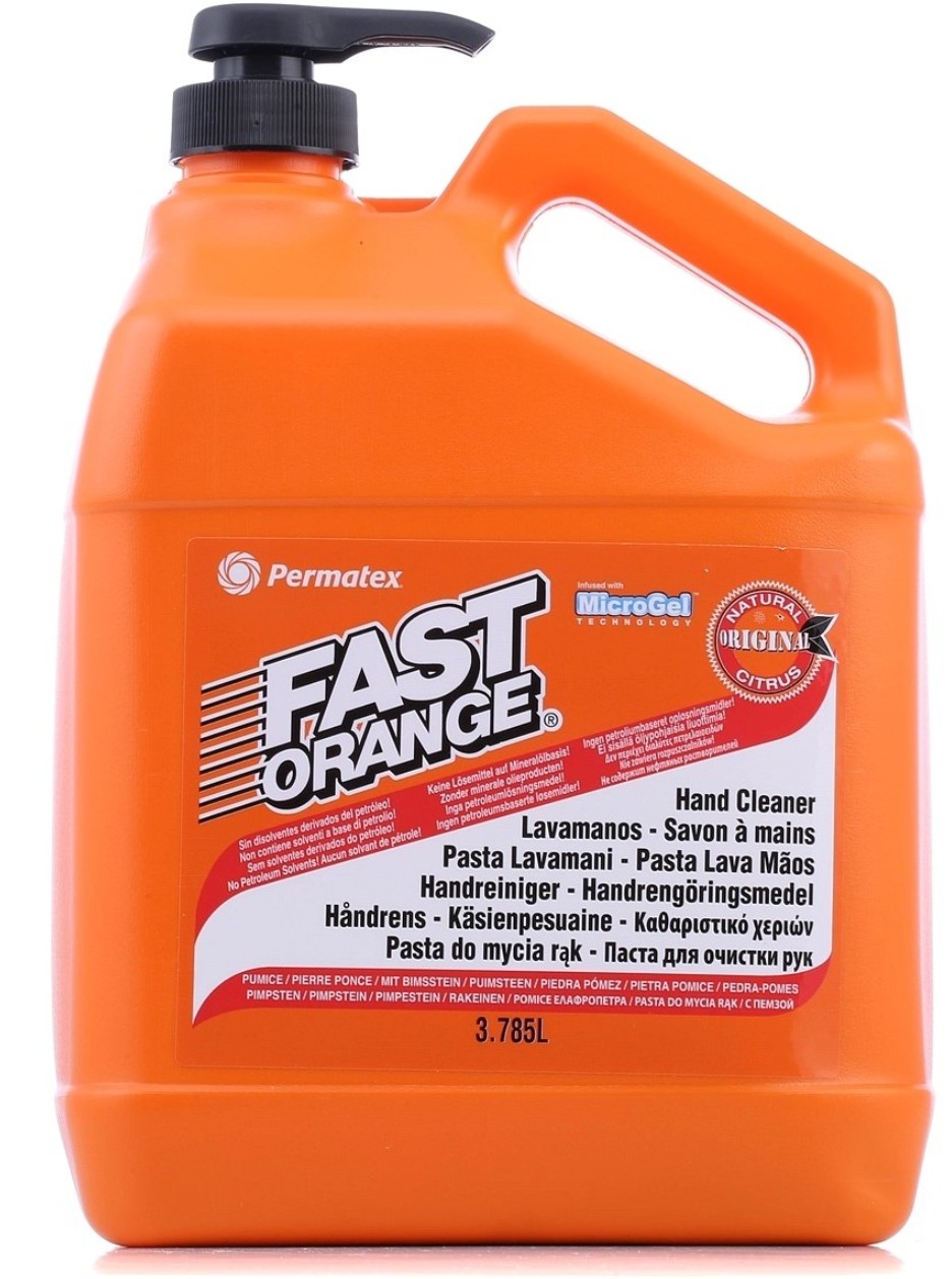 PASTA DO RĄK CW 62-002 PERMATEX  FAST ORANGE MICRO GEL Rewelacyjna Pasta Do Mycia Rąk o Zapachu Cytrusów 3,79l ze Sproszkowanym Pumeksem