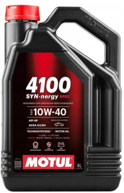 MOTUL 4100 SYNERGIE + /10W/40 - 4L Olej Silnikowy PółSynthetic 10W/40