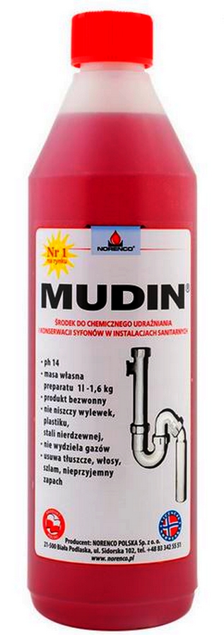 NORENCO MUDIN PREPARAT DO UDRAŻNIANIA KANALIZACJI 0,75ML Silny Rewelacyjnie Skuteczny Środek do Udrażniania i Konserwacji Instalacji Rur Kanalizacyjnych