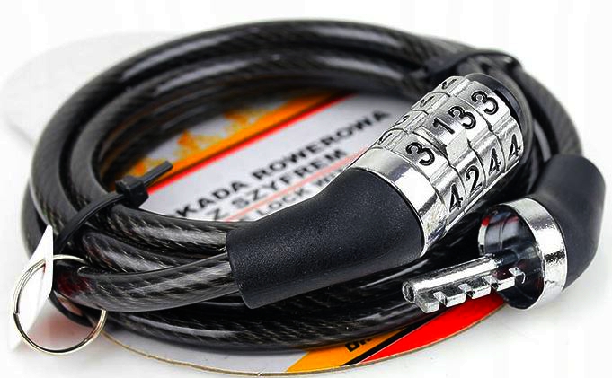BEZPIECZNA BLOKADA ROWEROWA Z SZYFREM 6MM x 150CM - 68403 BICYCLE LOCK WITH CODE